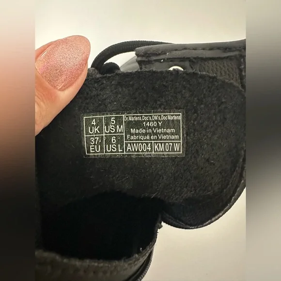 Dr. Doc martens black leather boots size US M 5 US L 6 - Picture 3 of 7
